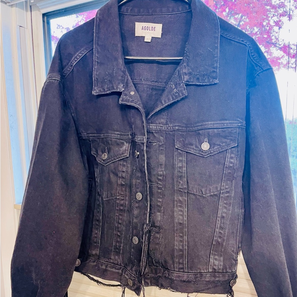 Agolde Distressed Black Jean Jacket